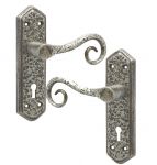 Pewter Cast Iron Victorian Scroll Rat Tail Door Handles With Keyhole (P400)